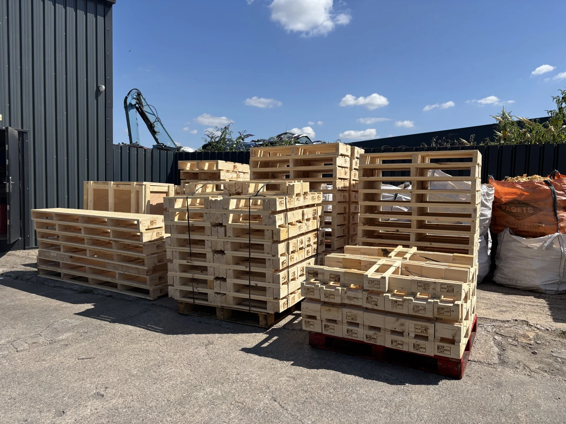 Crates and pallets at the workshop