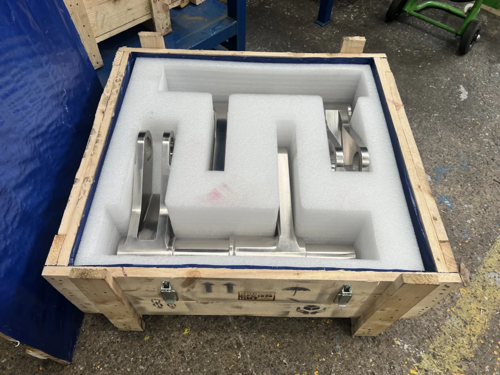 Equipment packed in a timber case